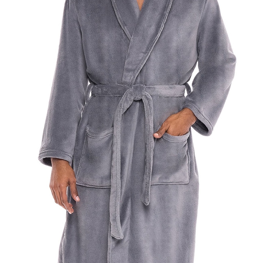 NWT Alexander Del Rossa size LG/XL Gray Men’s Classic Winter Robe Bathrobe